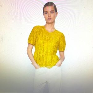 NWT Zara mustard color peplum blouse